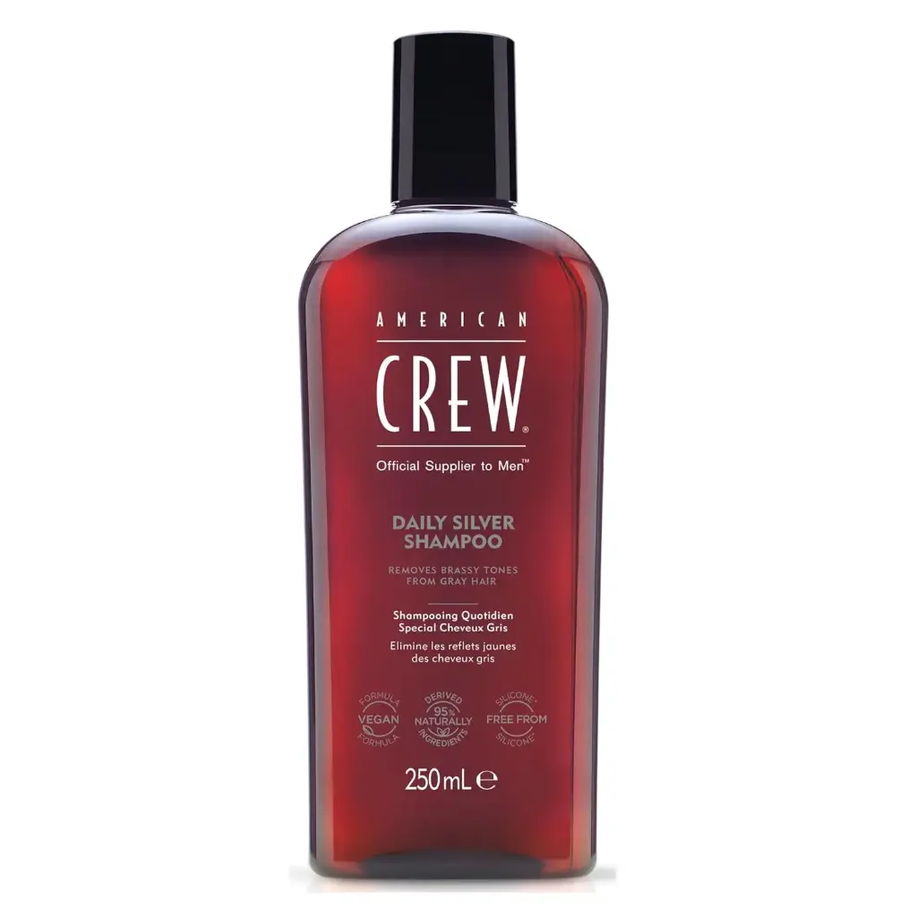American Crew Men's Shampoo, Daily Silver, Removes Brassy Tones, Naturally Derived, Vegan Formula, 8.4 Fl Oz