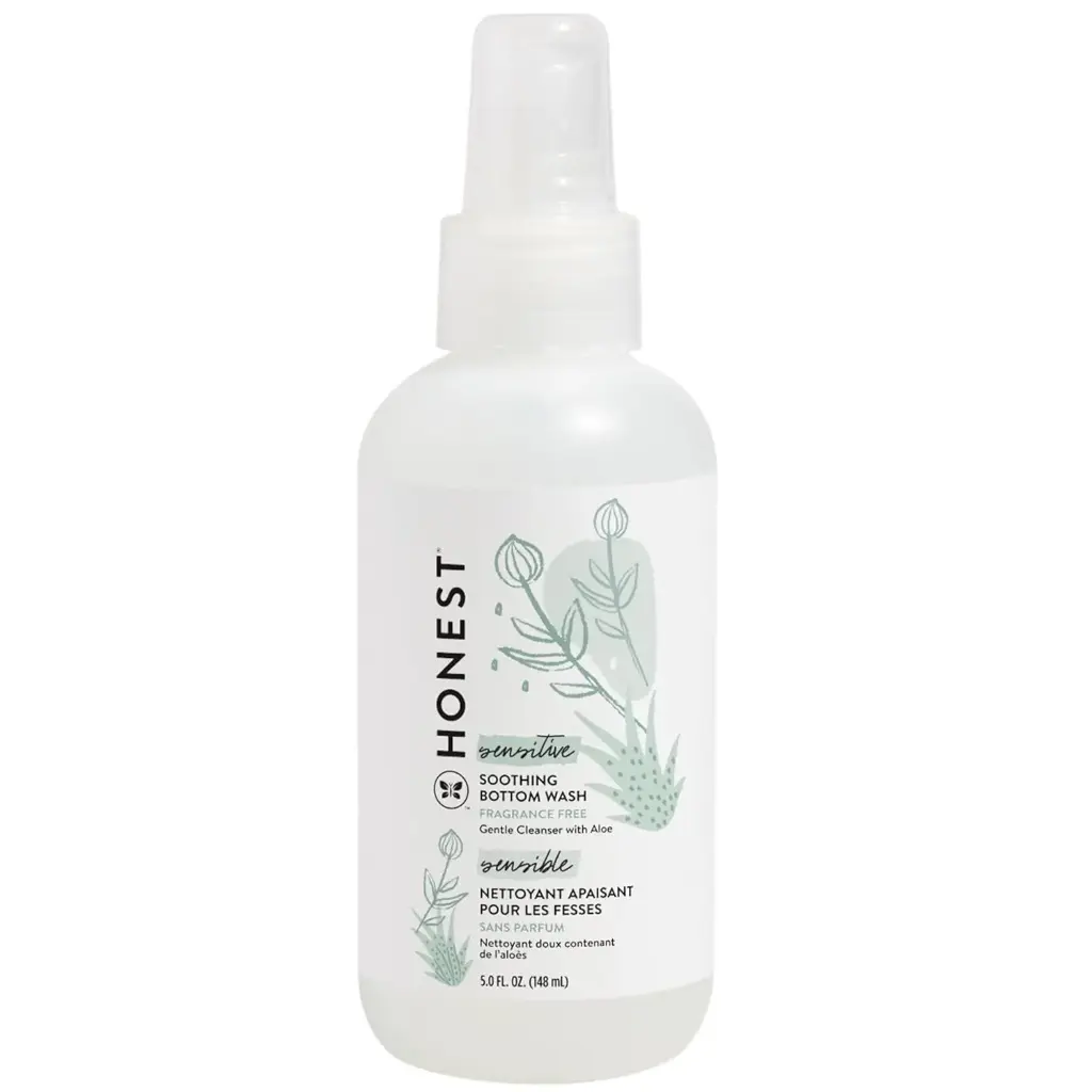 The Honest Company Soothing Baby Bottom Wash, Gently Cleanses and Refreshes, Naturally Derived Non-Irritating Made with Aloe, 5 fl oz