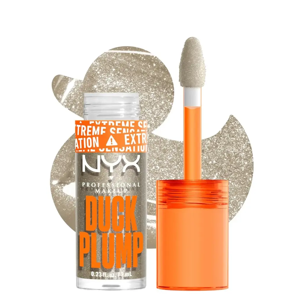 NYX PROFESSIONAL MAKEUP Duck Plump High Pigment Lip Gloss, Lip Plumper Gloss with Spicy Ginger - Quazy Silver