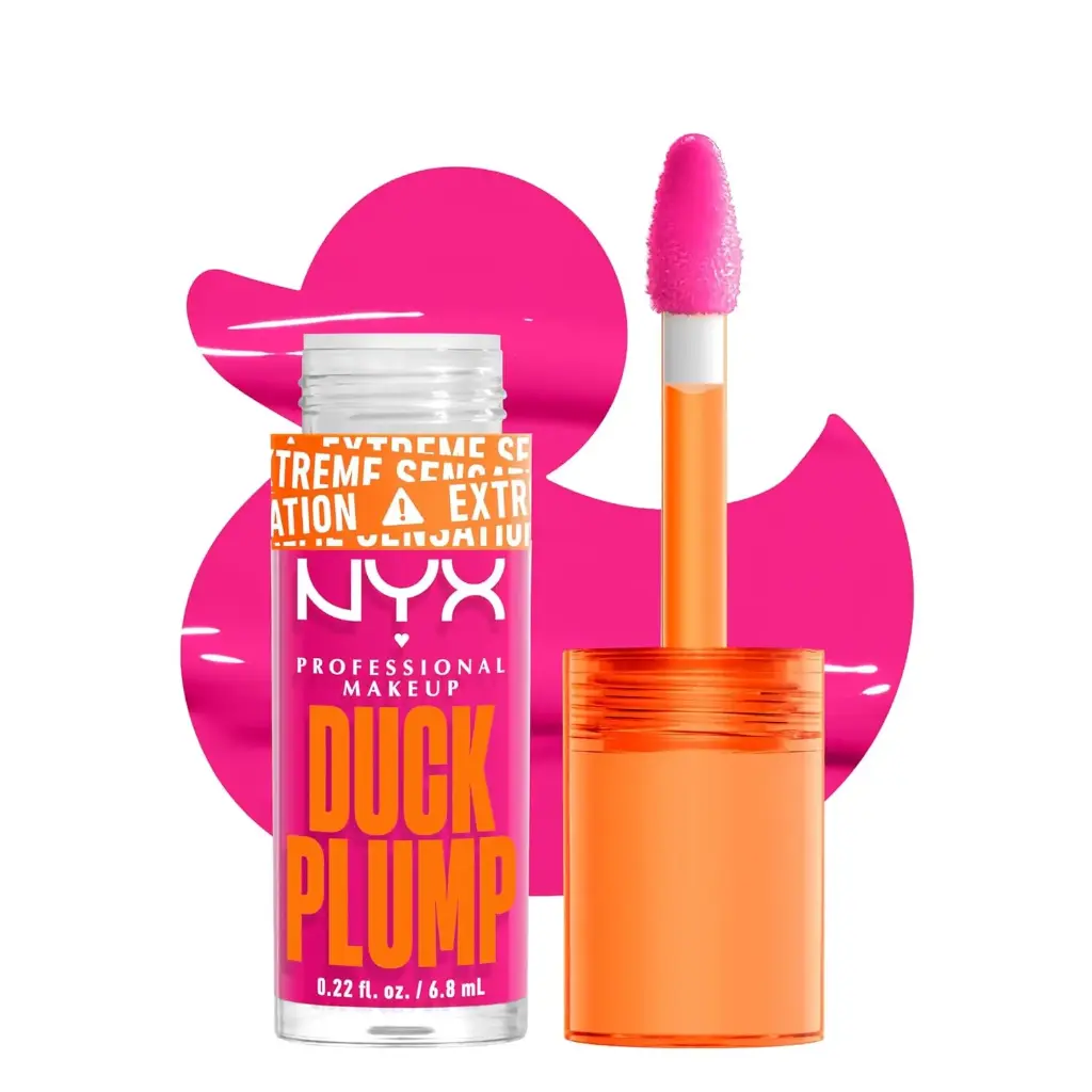 NYX PROFESSIONAL MAKEUP Duck Plump High Pigment Plumping Lip Gloss with Spicy Ginger, Vegan Lip Makeup - Bubble Gum Bae (Bubblegum Pink)