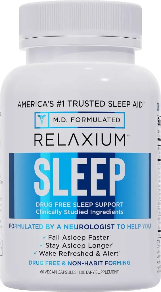 Relaxium Sleep Aid for Adults, Melatonin 5mg with Magnesium Glycinate, Sleep-Promoting Valerest & Ashwagandha, Non-Habit Forming Sleep Supplement, 60 Capsules, 30-Day Supply