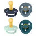 BIBS Pacifiers - Colour 4 Pack | Round Nipple Baby Pacifier | BPA Free Natural Rubber Latex Soother | Made in Denmark | Size 6-18 Months | Boy Colors