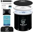 Ice Bath Tub for Athletes with Cover by Brisk Bear - Extra Large Cold Plunge Tub for Recovery - Inflatable Ice Bath Plunge Pool with Digital Timer - Cold Plunge to Soothe Muscles - Black Ice Tub